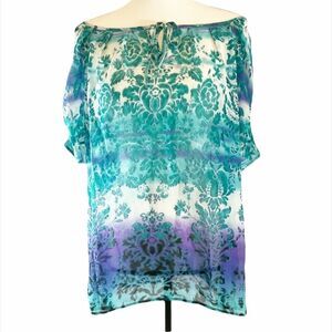 🟢Dressbarn Cold Shoulder Sheer Top XL
